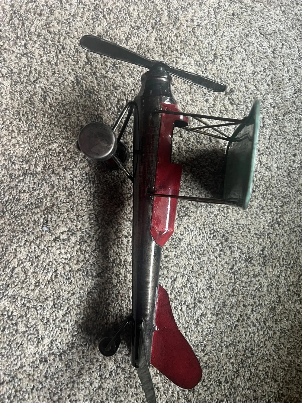 Red and Green Metal Biplane Toy - Kids Toys